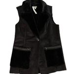 Susan Graver NEW Womens Black Faux Fur Shearling Lined Vest with Front Pockets L Photo 0