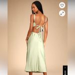 Lululemon Stun to Remember Sage Green Satin Cowl Neck Cutout Midi Dress Photo 1