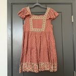 Sea New York Fernanda Tile Print Flutter Sleeve Pintucked Mini Dress Size Large Red Photo 2