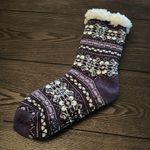 Muk Luks Fairisle Gripper Cabin Socks NEW Purple One Size Photo 4
