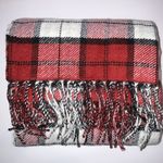 Talbots  Reversible‎ Scarf Red Black Plaid and Houndstooth 74 x 22 Soft Fringe Photo 0