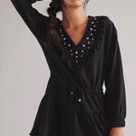 Anthropologie  NWT Sundays Gemma Pearl Embellished Black Mini Dress Medium Photo 0
