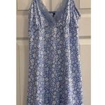 Laura Ashley Nightgown Sz MED Blue Slip Dress Floral Lace Girly Cottagecore Photo 0