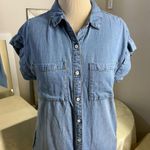 Velvet Heart denim Buttoned Mini Dress with Cuffed Sleeves Photo 4