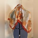 Vintage 1970s Italy Scarf Orang 33 X 34 Orange Photo 9