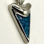 Faux blue fire opal silver tone pendant necklace Photo 2