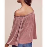 Deletta Anthropologie Vascanes Plisse Pink Off The Shoulder Pleated Blouse sz SM Photo 1