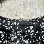 ZARA Women's Black and White Floral Mini Dress Size M Flowy Long Sleeves Photo 10