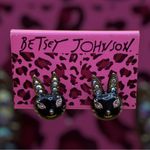 Betsey Johnson  Black and Pink Black Cat Bunny Posts Earrings Photo 1
