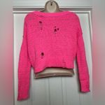 Hollister  Hot Pink Distressed Oversized Women’s Cute Long Sleeved Sweater Sz XS Photo 5