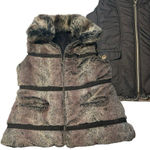 Dress Barn Women’s M Faux Fur Reversible Puffer Vest Brown Black Trendy Mob Wife Photo 0