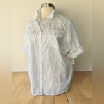 Croft & Barrow WT! Textured White Button Down Pocket Rolled Sleeve Top Size 3X Photo 1