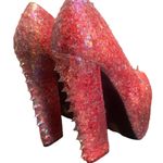 Shoe Republic LA Pink Spiked Confetti Wedged Heels Photo 5