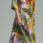 Farm Rio Mixed Striped Bananas Maxi Wrap Dress, Size S Photo 0