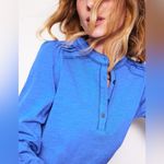 Boden Henrietta Pintuck Long Sleeve Henley Top Blue Jay Size 2 Photo 8