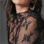 Black Lace Sheer Long Sleeve Boatneck Top Sz L NWT Size L Photo 4