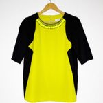 Miss Selfridge Embellished Colorblock Top Size US 8 / UK 12 Neon Yellow & Black Photo 0