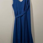 Lulus Lulu’s Manhattan Moment Blue Ruffled Midi Wrap Dress in Royal Blue Size Large Photo 3