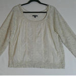 American Eagle  Womens XL‎ Heather Gray Sweatshirt Top Lace Trim Boho Cottage Photo 0
