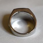Source Unknown Avant Garde Deep Burgandy Smooth Stone Inlay Etched Silver Tone Metal Sz 10 Ring Photo 3