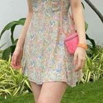 ZARA  Floral Ruffle Strap Sweetheart Neck mini Dress Small Colorful Photo 0