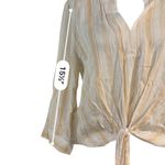 Blue Rain  yellow and white striped tie front blouse Photo 1