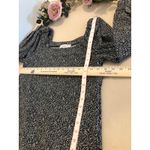 Loft  Small Cozy Square Neck Shift Dress Black White Pullover Stretch Long Sleeve Photo 7