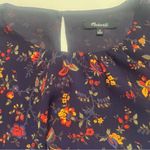 Madewell Ruffle-Sleeve Top Blouse in Climbing Vine Navy Blue Floral Size Medium Photo 12