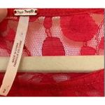 Free People Soft Red Lace Mini Long Sleeve Dress Size 2 Asymmetrical Hem Photo 5