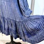 Free People  Washed Ashore Indigo Blue Textured Ruffle Hem Peasant Dress  Sz M🧡 Photo 2