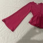 Free Kisses NWT- Barbie Pink Blouse Size Medium-Deep V-Neck Photo 6