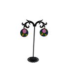 Colorful Stained Glass Circle Drop Earrings Circle Studs Whimsical Pink Photo 3