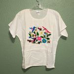 New Vintage Deadstock Embroidered Floral Hummingbird Bird Top Pink Photo 0
