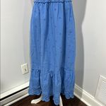 Betsey Johnson Federal Blue Smocked Embroidered Eyelet Midi Dress Sz Large Photo 5