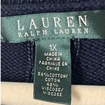 Ralph Lauren B7 Lauren  Navy White Striped Cable Knit Button Shoulder Sweater 1X Photo 1