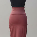 Spanx Pencil Skirt Sz L Brick Red High Waist Stretch Shaping Faux Leather Photo 0