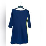 Vince Camuto  Navy Blue Shift Dress With Yellow and White Side Stripe Sz 4 Photo 2