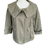Talbots  Petites 4P 3/4 sleeve wide collar cropped swing utility jacket women's Photo 0
