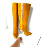 Brandon Maxwell Camel Suede Knee High Boots Sz 39 US 9 Sculptural Metallic Heel Tan Photo 7