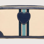 Stoney Clover Lane NWT Small Pouch in Sapphire & Natural Heart Stripes Photo 0