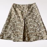 Karen Millen  Beige floral print Antique Gold Tapestry Pleated Skirt size 8 Photo 0