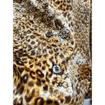 Kasper  Silk Leopard Print Button Down Blouse Petite Size 6 Small Gold Brown Photo 8
