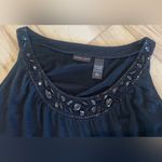 New York & Company Stretch Black Tank Top With Jeweled Neckline Size Large (151) Photo 1