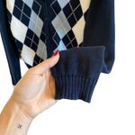 Brandy Melville Elizabeth Argyle Cardigan In Navy Blue & White Photo 8
