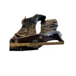 via spiga  Women's Black Leather Carezza Calf Heeled Boots Size 11 vintage Photo 6