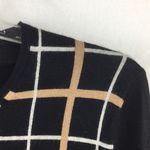 TSE Black & Brown Plaid Print Button Up Cardigan Sweater L Photo 3