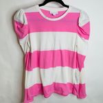 Charter Club  Pink Cream Stripe Puff Long Sleeve T Shirt Sz XS Photo 0