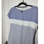 Vilagallo Women's Blue White Striped Fringe Cap Sleeve Sheath Dress 44 / 10 Photo 2