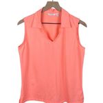Lady Hagen Women's V-neck Golf Tank Top Neon Orange Polka Dot Logo Size Medium Photo 0