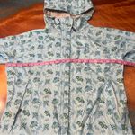 Marmot Hooded Raincoat blue yellow white floral vented size medium Photo 3